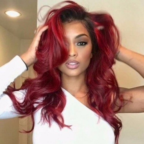 Color Full Lace Wig Loose body wave Wave Root T 1B/99J Unprocessed Human Hair  Ombre Color Wigs Wholesale For Black Women