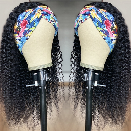 Afro Curl Headband Wig Kinky Curly Human Hair For Black Women
