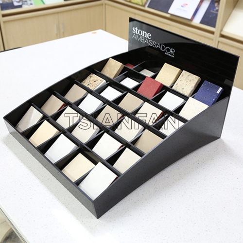 Quartz Stone Ceramic Tile Sample Display Tabletop Stand For Marble