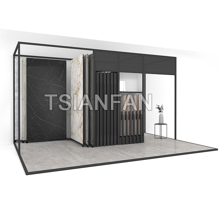 Exhibition Hall Large Slab Ceramic Tile Sliding Display Rack