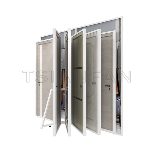 Hot selling door sample page turning display rack solid wood composite door sample for showroom