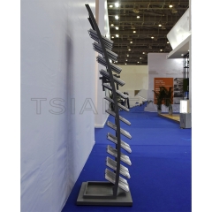 Quartz stone marble sample metal floor shelf custom display stand