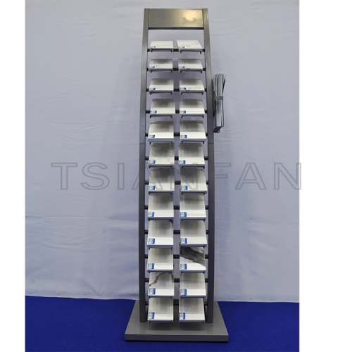 Quartz stone marble sample metal floor shelf custom display stand