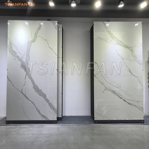 Large panel tile sliding rack showroom design ideas marble slabs