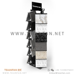 Rotating Panels Artificial Marble Quartz and Granite Display Tower for 2024 Covering Exhibition