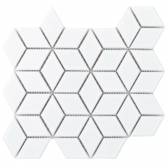 White Diamond Mosaic Tile Porcelain Backsplash CPT17
