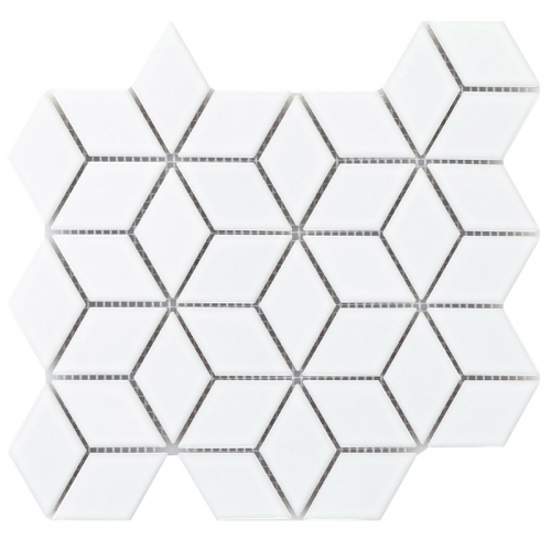 White Diamond Mosaic Tile Porcelain Backsplash CPT17