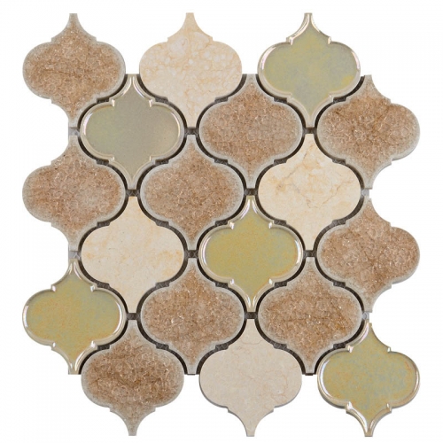 Beige Crackled Porcelain Wall Tile with Arabesque Shape for Kitchen and Bathroom CPT019