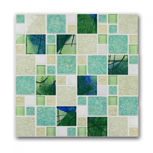 Grassy Green Porcelain Mosaic Tile in Rectangular for Backsplash and Bathroom Wall CPT029