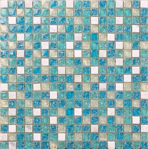 Light Blue Crackle Glass Tile Backsplash mixed Stone Mosaic CGT017