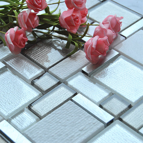 Brown White Glass Aluminum Mosaic Wall Tile for Backspalsh MGT010
