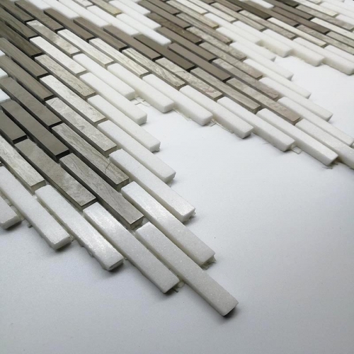 Magic Wave White and Brown Stone Mosaic Tile in Honed for Backsplash and Wall MST007