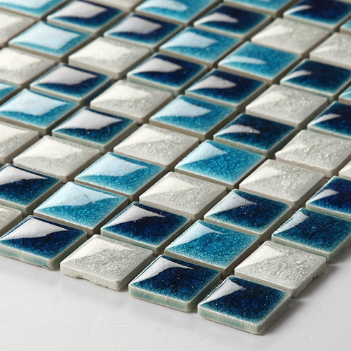 Ice Cracked Texture Blue Porcelain Tile Bathroom wall Small White Backsplash Kitchen Tiles CPT04