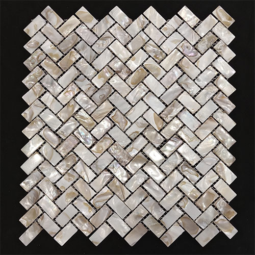 Rustic Pearlized Herringbone Mother of Pearl Mosaic