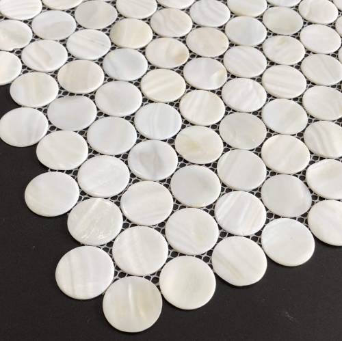 Extra White Penny Pearlized Backsplash Tile Mother of Pearl Mosaic MPT08