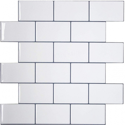 Peel and Stick Tile in White Subway Backsplash Mosaic SOT1040 (0.97 Sq.ft/Sheet)