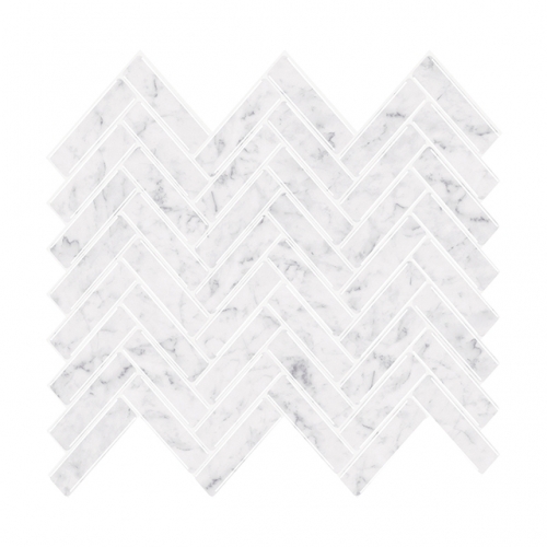 White Peel and Stick Herringbone Backsplash Tile SOT1046 (0.71 Sq.ft/Sheet)