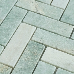 Green Backsplash Tile Fishbone Marble Mosaic MST018 12.5