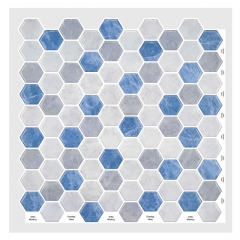 Blue and Grey Peel and Stick Tile Hexagon Mosaic Backsplash SOT1082  12
