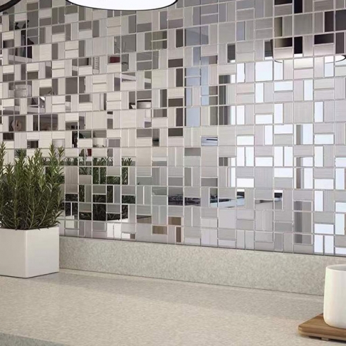 Square Mirror Backsplash Tile Stainless Steel Mosaic SST128