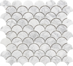Grey&White Marble Tile Backsplash Fish Scale Mosaic  12