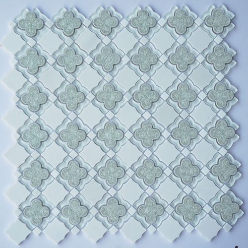 White Porcelain Wall Tile Arabesque Mosaic GPT985