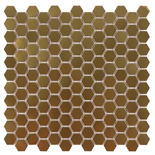 Gold Hexagonal Wall tile Stainless Steel Mosaic Backsplash For Bathroom And Kitchen ALT128
