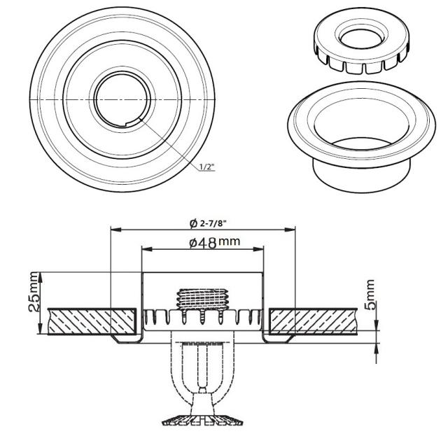 (2 Pack) 1/2&quot; Fire Sprinkler Escutcheon White