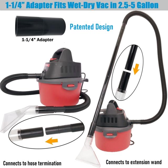 Shop Vac Extractor Attachment with 1-/4" & 1-7/8" Adapters with 7-1/2" Clear Head for Upholstery & Carpet Cleaning