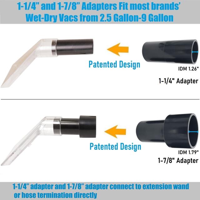 Shop Vac Extractor Attachment For Shop Vac in 2.5-9 Gallon  3-1/2" Small Clear Head for Upholstery & Carpet Cleaning