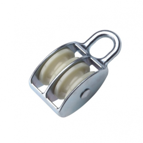 ZINC PLATED PULLEY WITH DOUBLE NYLON WHEEL