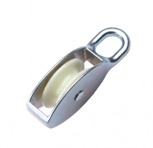 ZINC PLATED PULLEY WITH SINGLE NYLON WHEEL