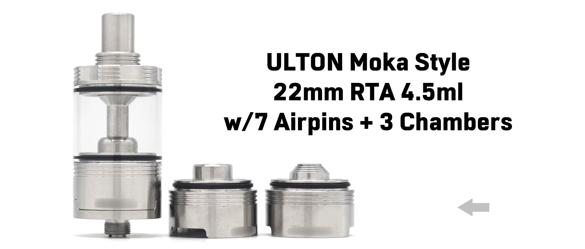 ULTON Moka Style 22mm RTA 4.5ml w/7 Airpins + 3 Chambers