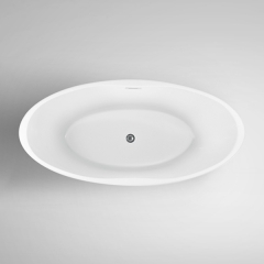 Aifol 67'' Inches Oval Freestanding Bathtub Acrylic Soaking SPA Tub for Small Bathroom, White