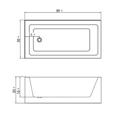 Aifol 59 Inch Small Square Adult Soak Acrylic Bathtub