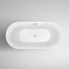 Aifol 59" Modern Freestanding Bathtub Acrylic Soaking SPA Tub with Contemporary Design, Golden