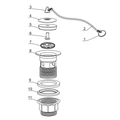 Aifol Rubber Plug Sink Drain with Chain of Crew Nut  Drain Vessel Basin Sink Strainers with Overflow, Polished Chrome Finish