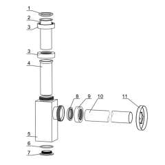 Aifol Brass Square Modern Bottle-Trap Vessel Sink Waste Drain P-Trap, Chrome