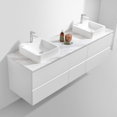 Aifol European Modern Design Marble Stone High Gloss White Double Sinks 60