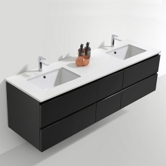 Aifol Black Modern European Style Double Wash Basin Cabinet Wooden 72