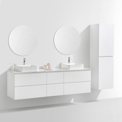 Aifol European Modern Design Marble Stone High Gloss White Double Sinks 60