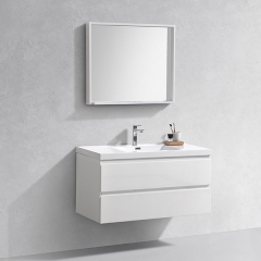 Aifol 36 Inch Contemporary Wall Mount White Hotel Bathroom Furniture Set