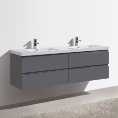 Aifol 72-inch Contemporary Wall Mounted Moistureproof Double Sink Bath Vanity