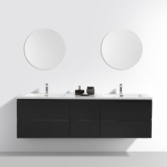 Aifol Black Modern European Style Double Wash Basin Cabinet Wooden 72