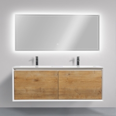 Aifol Wall Hung Solid Wood Hotel 60" Bathroom Cabinet Combination Vanity