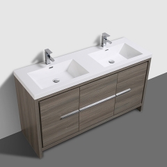 Aifol 60 inch Luxury Double Sink Basin Melamine Bathroom Vanity Cabinet Home Center