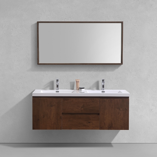 Aifol  Classic Rosewood Wall Mount Bathroom Single Sink Hotel 60