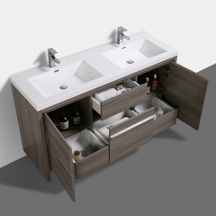 Aifol 60 inch Luxury Double Sink Basin Melamine Bathroom Vanity Cabinet Home Center