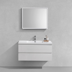 Aifol 36 Inch Contemporary Wall Mount White Hotel Bathroom Furniture Set