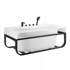 Aifol 67 Inch Top Grade Acrylic Freestanding Tub with Wooden Support